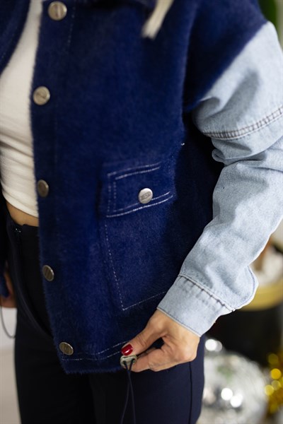 4943 KOLLARI JEAN GARNİ DÜĞME DETAY ANGORA HIRKA