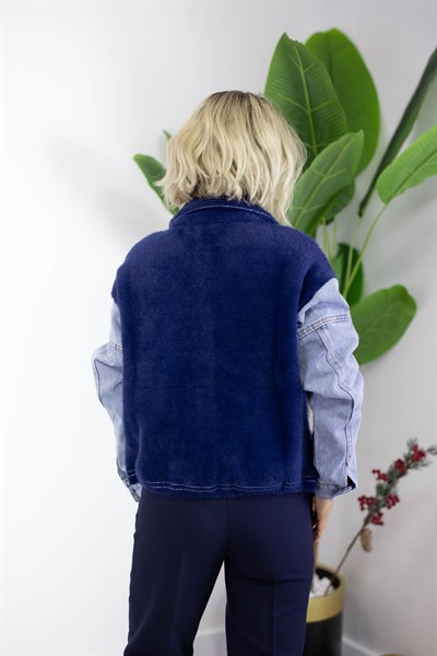 4943 KOLLARI JEAN GARNİ DÜĞME DETAY ANGORA HIRKA