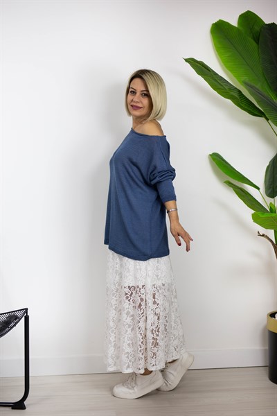 499 KAYIK YAKA, BASİC, UZUN KOL, MERSERİZE BLUZ