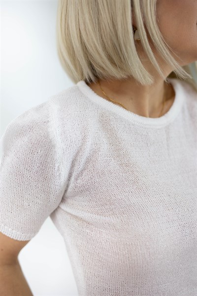 502 KISA KOL, CROP, MERSERİZE BLUZ