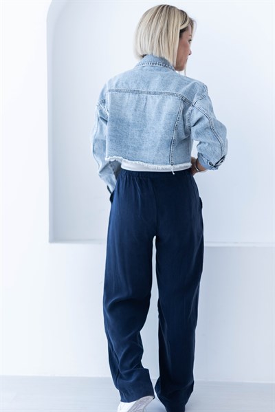 5091 YAKA TROKLU KUŞ GÖZLÜ JEAN CEKET