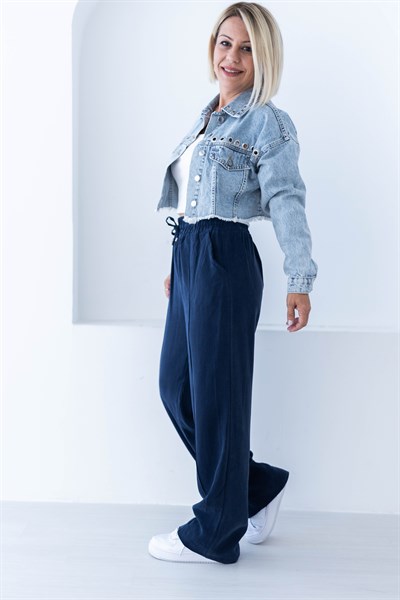 5091 YAKA TROKLU KUŞ GÖZLÜ JEAN CEKET