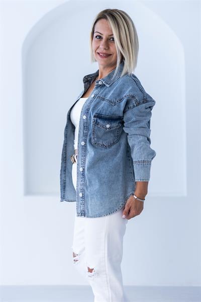 5093 SIRT DETAY ÖNÜ CEPLİ JEAN GÖMLEK