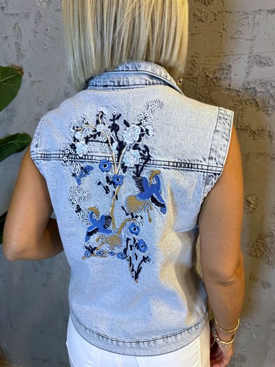5199 SIRT NAKIŞ İŞLEME JEAN YELEK