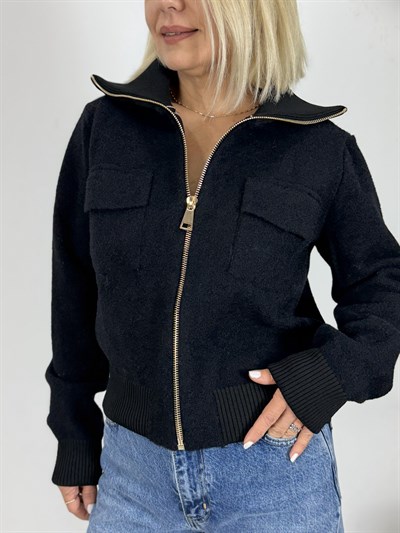 5421 DİK YAKA, FERMUARLI, CEP KAPAKLI, ANGORA HIRKA