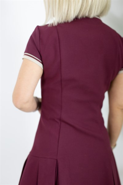 543 ZR POLO YAKA, YARIM PAT, ETEĞİ PİLELİ ELBİSE