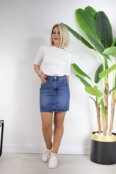 5692 YANLARI TROKLU JEAN ETEK