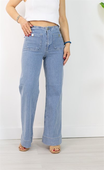 5704 FLATOLU, ÖNDEN CEP DETAY, BOL PAÇA, DUBLE PAÇA JEAN