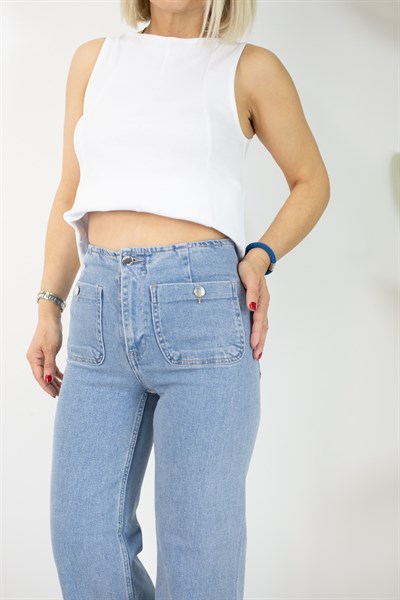 5704 FLATOLU, ÖNDEN CEP DETAY, BOL PAÇA, DUBLE PAÇA JEAN
