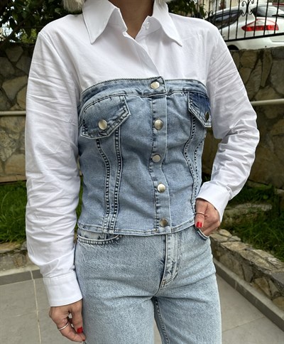 5716 BEDEN JEAN GARNİ GÖMLEK