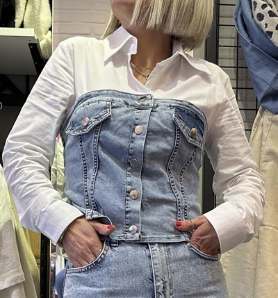 5716 BEDEN JEAN GARNİ GÖMLEK