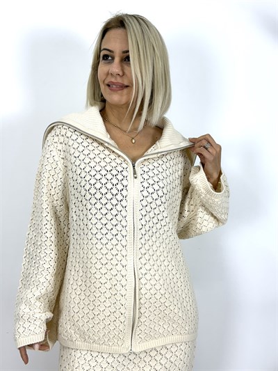593 DİK YAKA, FERMUARLI, AJURLU, ETEKLİ TRİKO TAKIM