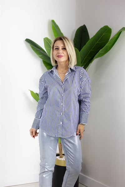 6015 KALIN ÇİZGİLİ POPLİN GÖMLEK