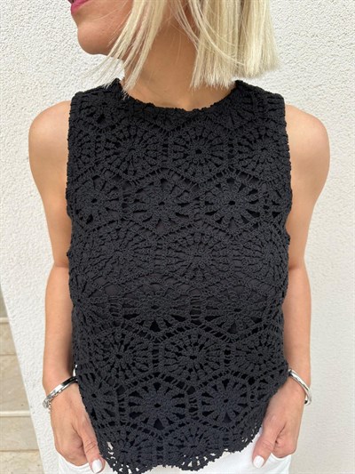 6032 ÖNÜ DANTEL KOLSUZ BLUZ