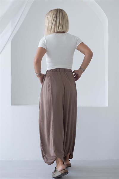 6137 BİSİKLET YAKA MODAL KISA KOL CROP