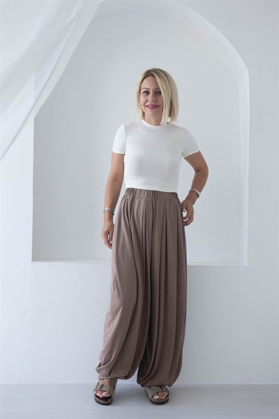 6137 BİSİKLET YAKA MODAL KISA KOL CROP
