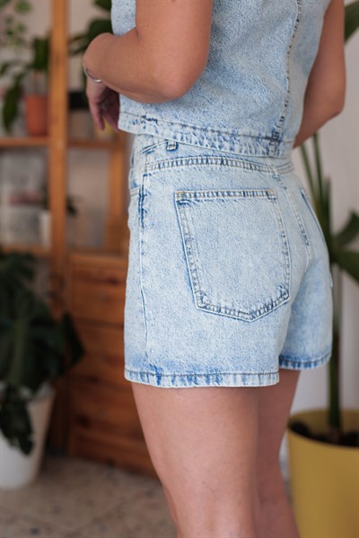6226 SERPME TAŞ DETAY JEAN ŞORT