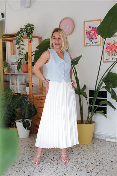 6291 PLİSELİ UZUN ETEK