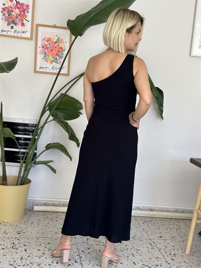 6317 TEK OMUZ ETEĞİ VEREV KETEN ELBİSE
