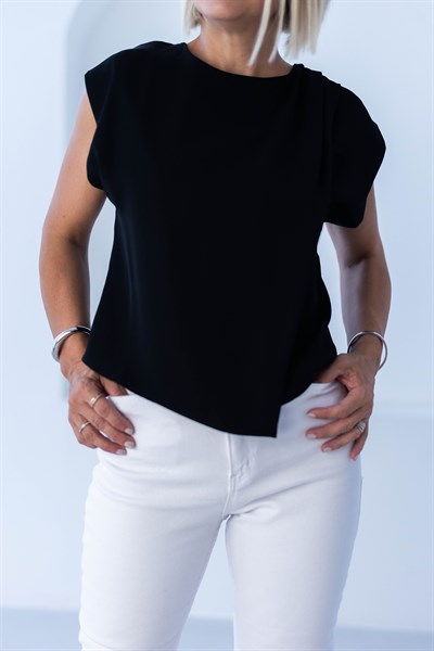 6323 YAKA PİLE DETAY SIRT PENCERE SATEN BLUZ