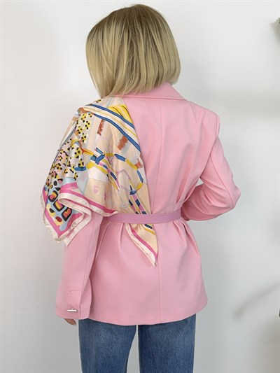 6337 Şal Detay, Kemerli, Bel Oturtmalı Blazer Ceket