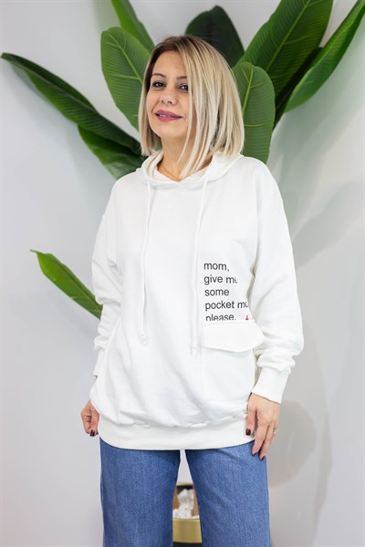 6370 KAPÜŞONLU, KANGURU CEP, BASKILI, 2 İPLİK SWEAT