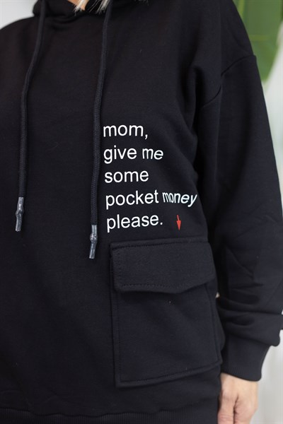 6370 KAPÜŞONLU, KANGURU CEP, BASKILI, 2 İPLİK SWEAT