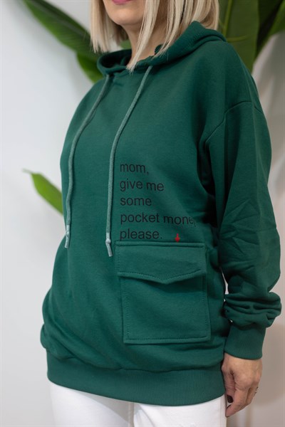 6370 KAPÜŞONLU, KANGURU CEP, BASKILI, 2 İPLİK SWEAT