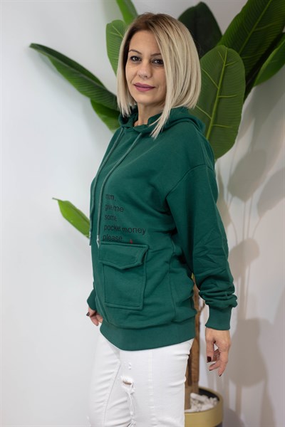 6370 KAPÜŞONLU, KANGURU CEP, BASKILI, 2 İPLİK SWEAT