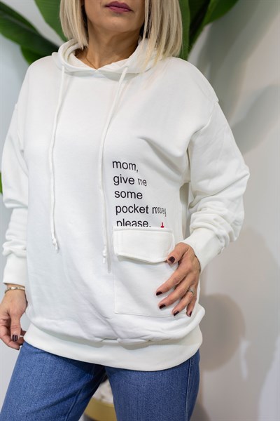 6370 KAPÜŞONLU, KANGURU CEP, BASKILI, 2 İPLİK SWEAT