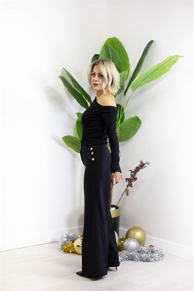 6428 YANLARI GOLD DÜĞME, BOL PAÇA PANTOLON