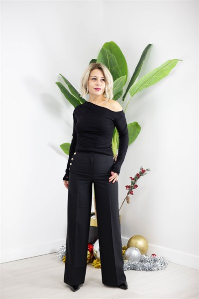 6428 YANLARI GOLD DÜĞME, BOL PAÇA PANTOLON