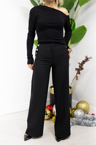 6428 YANLARI GOLD DÜĞME, BOL PAÇA PANTOLON