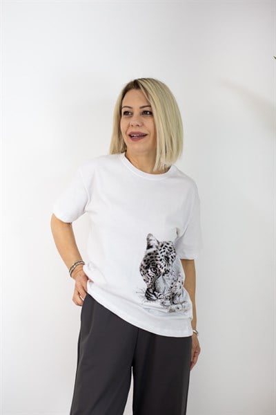 7001 KAPLAN BASKILI, SIVAMA TAŞLI TSHİRT