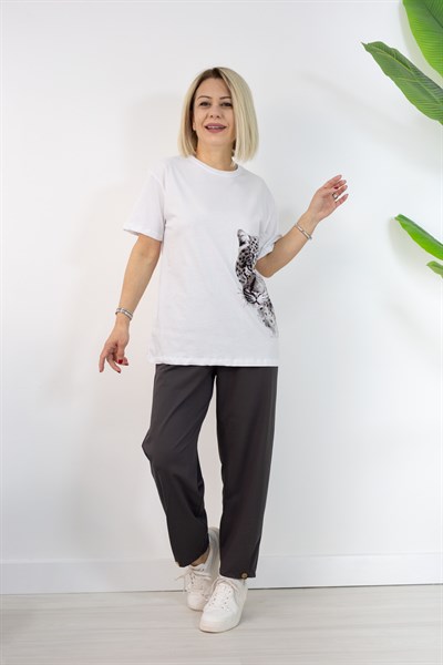 7001 KAPLAN BASKILI, SIVAMA TAŞLI TSHİRT
