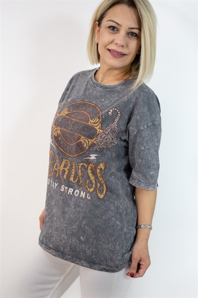7155 FEARLESS BASKILI, SIVAMA TAŞLI, YIKAMALI TSHİRT
