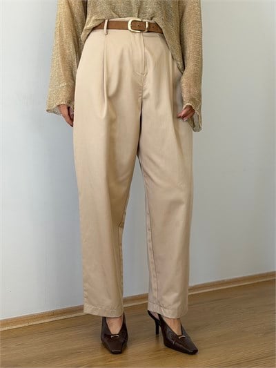 717 İPK Bel Pileli, Gabardin, Baggy Pantolon