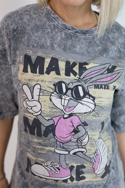 7230 BUNNY BASKILI, YIKAMALI TSHİRT