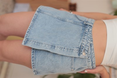 726 ÖN KAPAKLI JEAN ŞORT ETEK