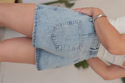726 ÖN KAPAKLI JEAN ŞORT ETEK