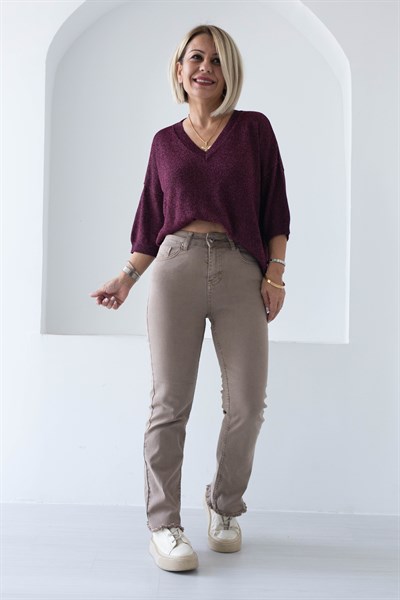 7403 PAÇA PÜSKÜLLÜ MİNİ FLARE JEAN