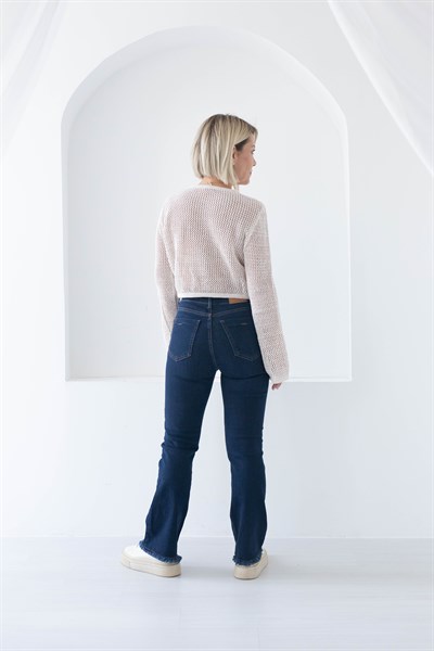 7403 PAÇA PÜSKÜLLÜ MİNİ FLARE JEAN