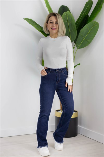 7403 PAÇA PÜSKÜLLÜ MİNİ FLARE JEAN