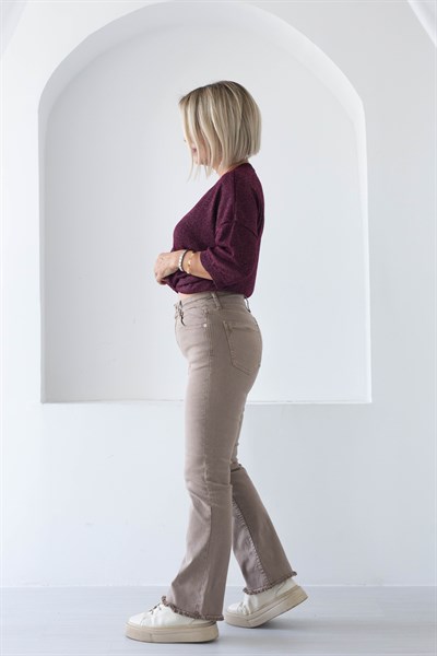 7403 PAÇA PÜSKÜLLÜ MİNİ FLARE JEAN