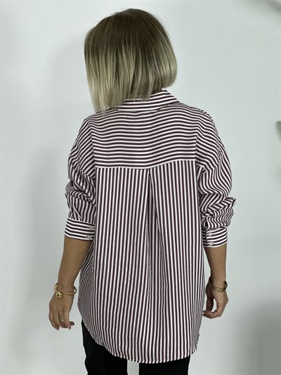 7493 GÖĞÜS BONCUK İŞLEME, ÇİZGİLİ GÖMLEK