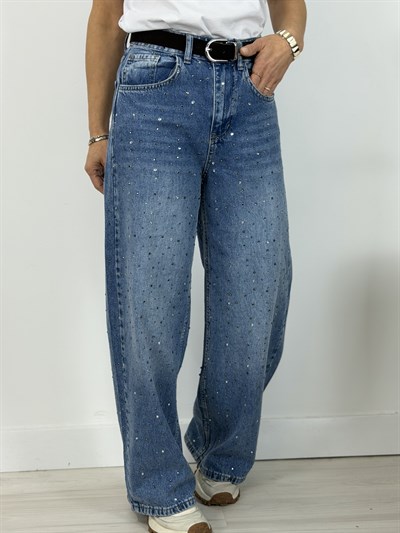 8017 TAŞLI BAGGY JEAN PANTOLON
