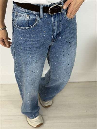 8017 TAŞLI BAGGY JEAN PANTOLON