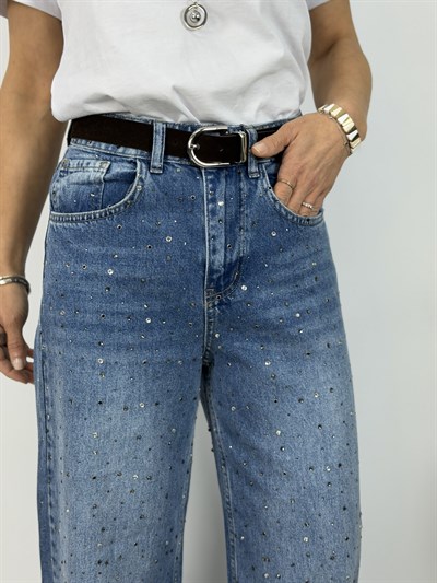 8017 TAŞLI BAGGY JEAN PANTOLON