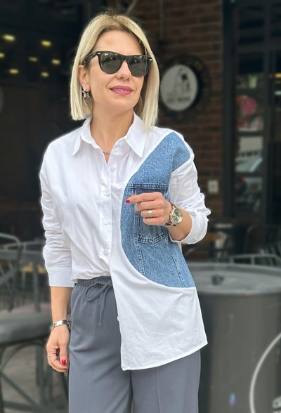 8054 JEAN GARNİ GÖMLEK