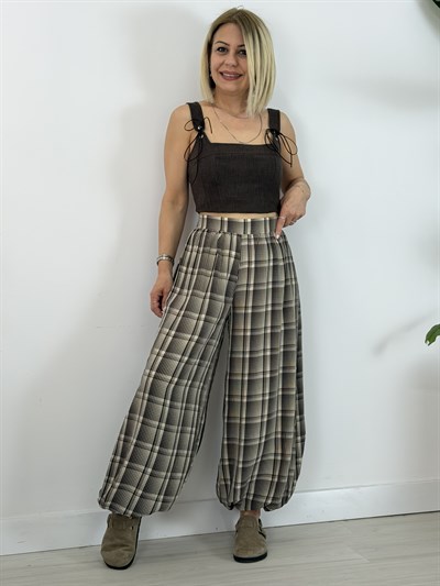 8231 Ekoseli, Paça Lastikli, Şalvar Pantolon